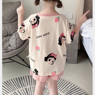 Bộ đồ ngủ bé gái mùa hè chất lạnh - Áo thun tay ngắn và quần short, mặc nhà thoáng mát