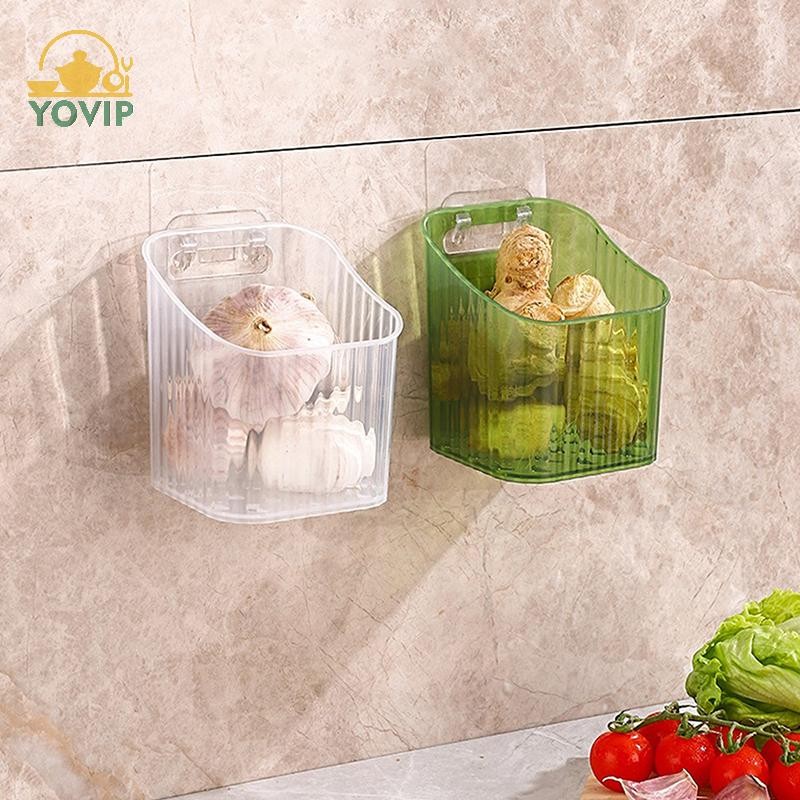 YOVIP 1 Cái Nhà Bếp Tỏi Gừng Và Hành Trong Suốt Giỏ Bảo Quản Treo Tường Nhỏ Treo Tường Hộp Bảo Quản Treo Tường Giá Để Đồ VN