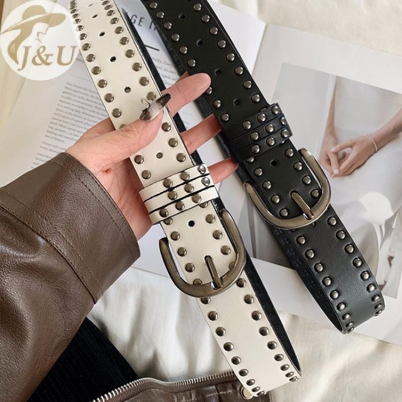 Thắt Lưng Unisex Đinh Tấn Đôi Vòng Punk Y2K, Phong Cách Ngầu Thời Trang Hợp Quần Jeans