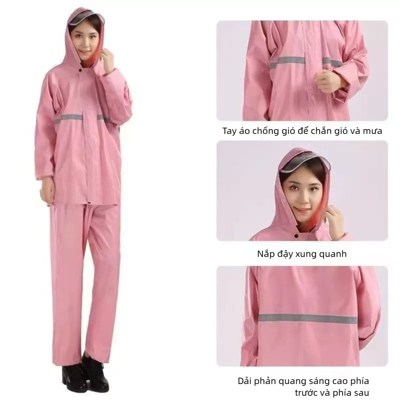 Bộ áo mưa phong cách mới，Áo mưa bộ nam nữ zacro cao cấp có phản quang loại vải dày chống thấm tố tàn thấm nước dặn áo mưa đi xe máy có phản