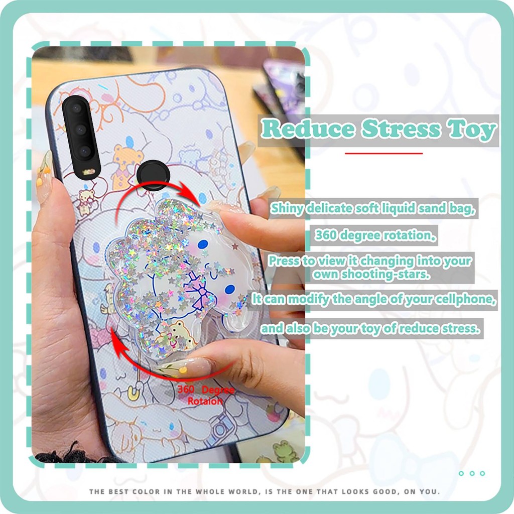 Ốp Lưng Chân Đế Ốp lưng Alcatel 3X 2019 Chống Bụi Bẩn Mềm Quicksand Trôi Cát Xoay Được Đứng Hoạt Hình Cảm Giác Da Silicon Bền Chống Thấm Nước Lấp Lánh Chống Bụi