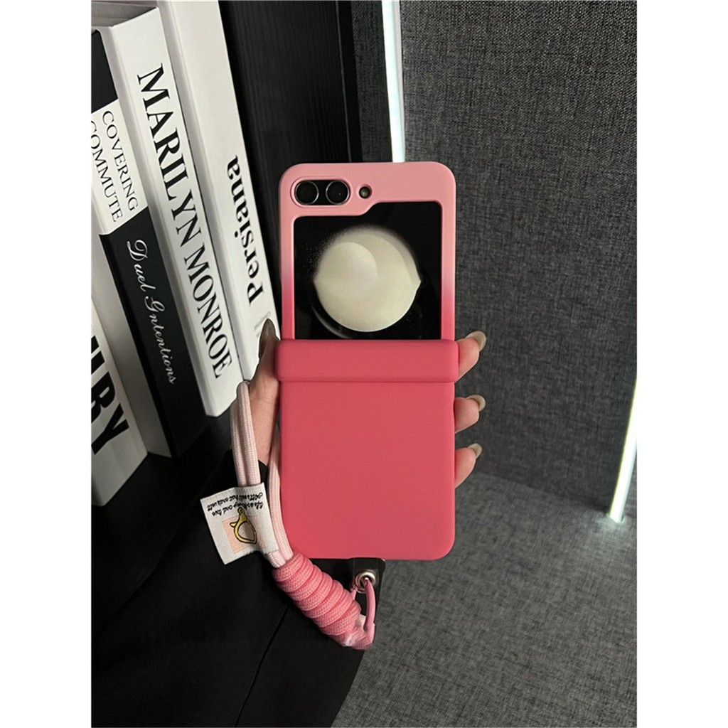 Ốp Điện Thoại Thích Hợp Cho Samsung Galaxy ZFlip7 Dễ Thương Hàn Quốc Kawaii Thỏ Vòng Giá Đỡ Gradient Có Dây Đeo Tay Cho ZFlip 7 6 5 4 3 5G Vỏ Bảo Vệ Vỏ Chống Sốc