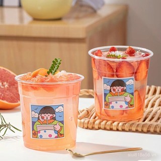 Cùng Phong Cách Bột Đá Dày Đóng Gói Cốc 500ml Dudu Cup Dùng Một Lần Fat Cup Trong Suốt Takeaway Sữa Trà Cốc CX4N