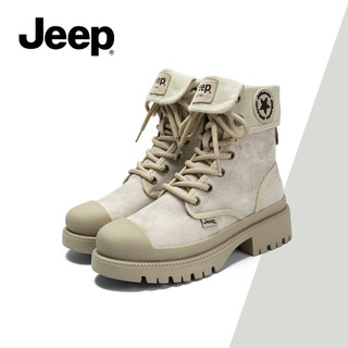 Giày Martens nữ JEEP Mùa xuân mới, Mũ bảo hộ lao động cổ điển của Mỹ, Giày bốt đến mắt cá chân có sẵn ngoài trời, Áo cao đế dày