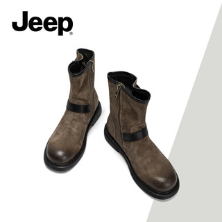 JEEP Nữ Mùa Xuân Mới Về Giày Chelsea Cổ Điển, Phong Cách Moodboard, Da Thật, Giày Bốt Đen Đa Năng Thời Trang