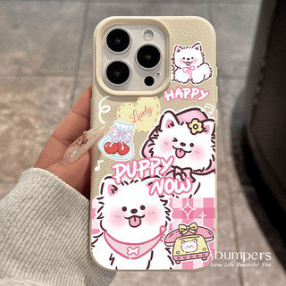ibumpers Ốp Điện Thoại iPhone Happy Pink Puppy Pattern Cho IPhone 16 15 14 12 13 11 Pro Max IP 7 8 Plus X XS XR Ốp Lưng Mỏng Silicon Mềm Da Họa Tiết