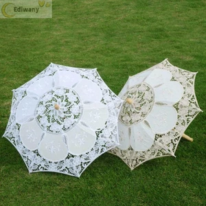 Ô dù ren EDIWANY, Ô dù thêu hoa cổ điển cho bé gái, Chiều dài 26 / 43cm Cotton ren Lady Kids Sun Umbrella