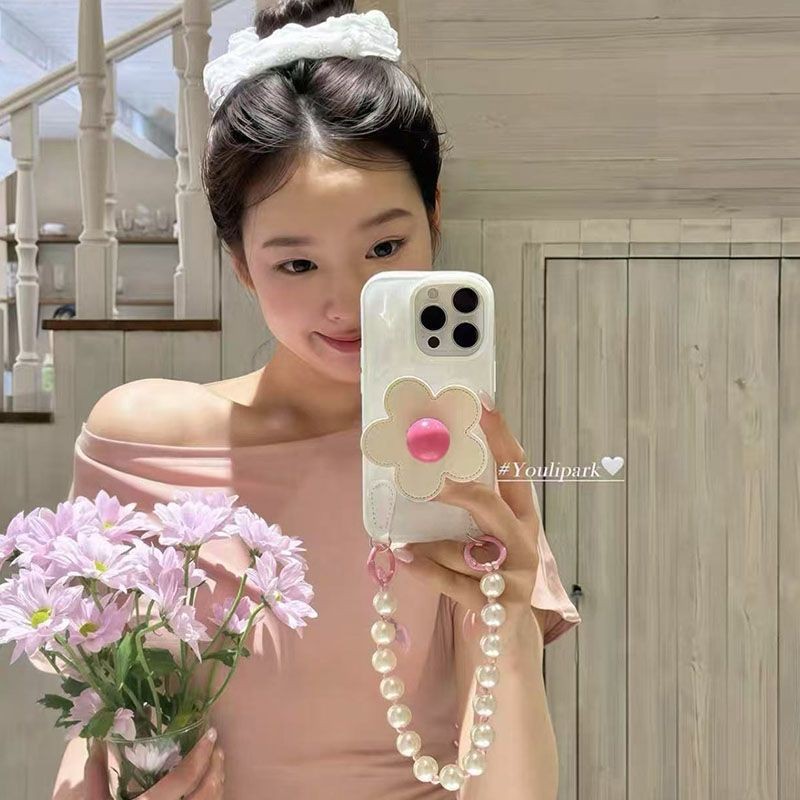 【✨Spot】[Đế hoa trắng + Vỏ điện thoại + Vòng tay] ốp lưng iphone16ProMax / 15plus / 14pro, chống sốc
