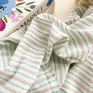 Ins Phong Cách Hàn Quốc Tươi Sợi Nhuộm Xanh Trắng Sọc Cotton Kết Cấu Vải Lanh Màu Ba Chiều Sợi Cotton Quần Áo Sơ Mi Vải