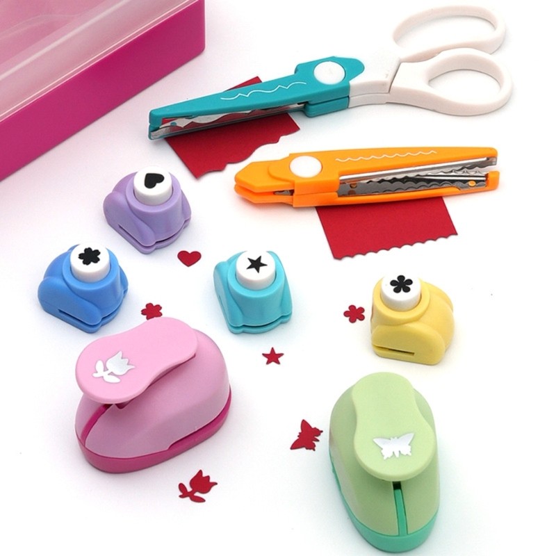 Da Hoa Giấy Đấm Với Kéo Hình Ngôi Sao Lỗ Puncher Bộ Đồ Thủ Công Cho Thêu Sò Tay Làm Thẻ