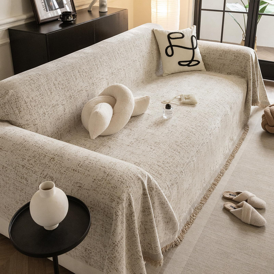 Mềm Chenille Sofa Dành Cho Sofa Phần Đất Nước Mộc Mạc Viền Ghế Dành Cho Chó Loveseat Cover Futon Cover Hình Chữ L Có Thể Giặt Bảo Vệ Ghế