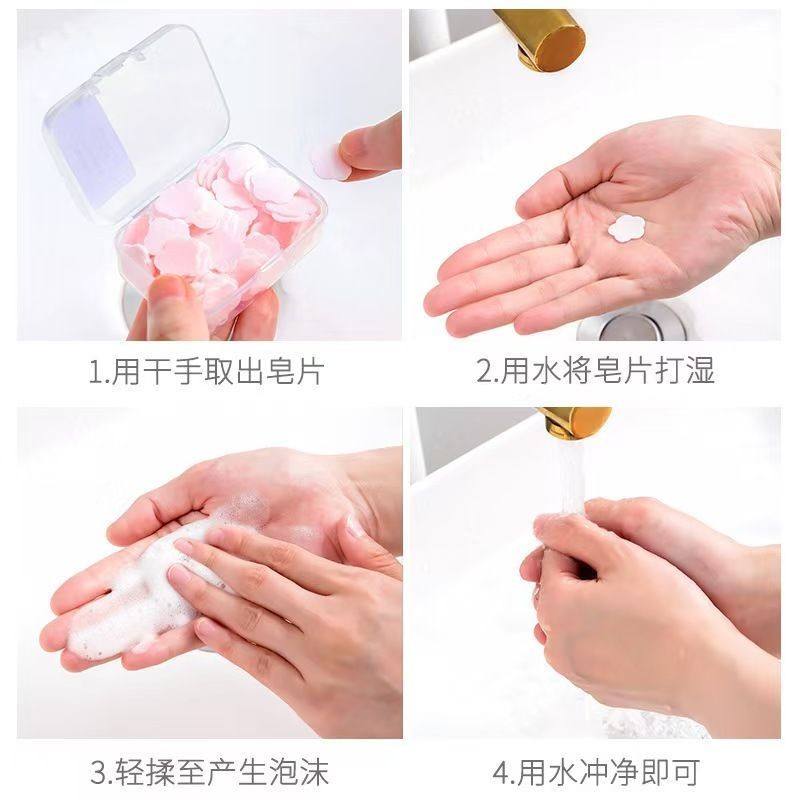 Nước Rửa Tay Cánh Hoa Xà Phòng Kháng Khuẩn Giấy Xà Phòng Tấm Xà Phòng Dùng Một Lần Du Lịch Ngoài Trời Di Động Rửa Tay