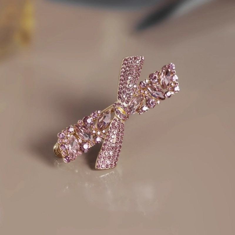Kẹp Tóc Nơ Rỗng Kẹp Vịt Kim Cương Giả Màu Sắc Cổ Tích, Sang Trọng - Phù Hợp Cho Tóc Gãy