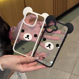 Hoạt Hình Dễ Thương Đầu Bếp Gấu 3D Tai Mickey Trong Suốt Acrylic Ốp Lưng Điện Thoại iPhone 16Promax 16Pro 15Promax 15Pus 12 13 14 Pro Max Chống Sốc Nữ Điện Thoại Di Động