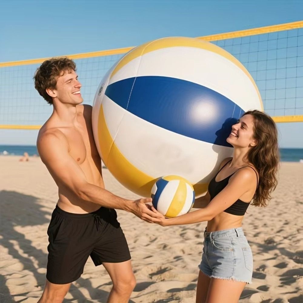 DONOVANQQ Bóng chuyền bãi biển bơm hơi, Bóng thể thao PVC 0,6–1,5m, Tập hợp gia đình, Mẫu giáo