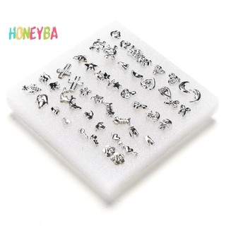 < Honeyba > 24 Cặp Thời Trang Bán Buôn Mix Bạc Mạ Bạc Bông Tai Nhựa