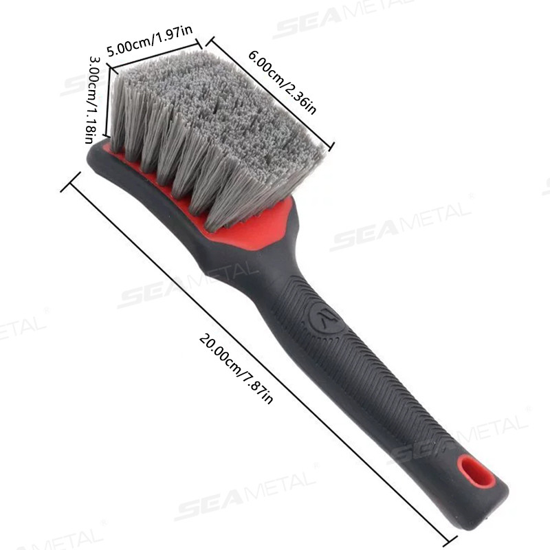 Cọ vệ sinh vành lốp xe ô tô SEAMETAL cỡ trung, tay cầm ngắn bằng nylon mềm, vành thép, thảm sàn vải, chổi khử trùng