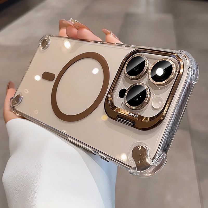 Giá đỡ bảo vệ Camera Vỏ điện thoại từ tính cho iPhone 17 Pro Max Air 16 13 14 15 pro max 16 plus Bảo vệ ống kính chống rơi Vỏ cứng bảo vệ điện thoại