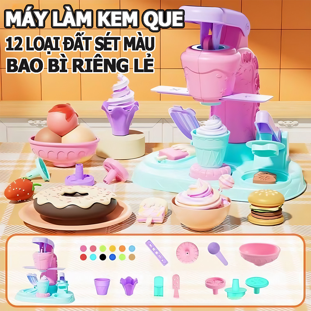 Ice Cream Clay Set - Kids Creative Fun Educational Mold Tools for 3-6Y