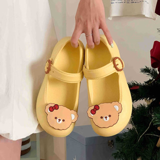 Xixitiao Nơ Gấu Đế Dày Mùa Hè Mary Jane Giày Ba Lê Nữ