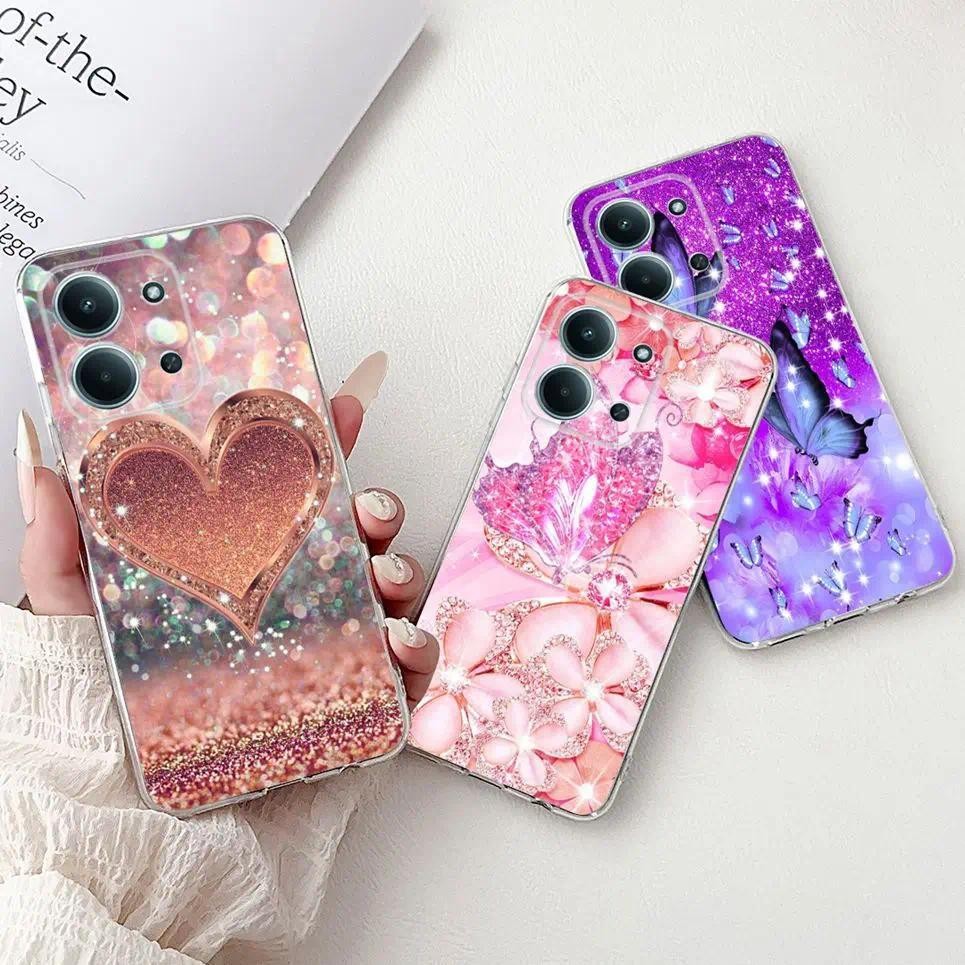 Dành Cho Xiaomi Poco C85 Ốp lưng Xiaomi Redmi 15C 15 C Sang Trọng Bướm Hoa Nữ Tính 2D In Vỏ Mềm Trong Suốt TPU Ốp Lưng