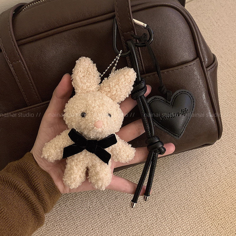 Sang Trọng bunny Mặt Dây Chuyền Da Tình Yêu Trái Tim Túi Trang Trí Hoạt Hình Búp Bê Móc Khóa Dễ Thương