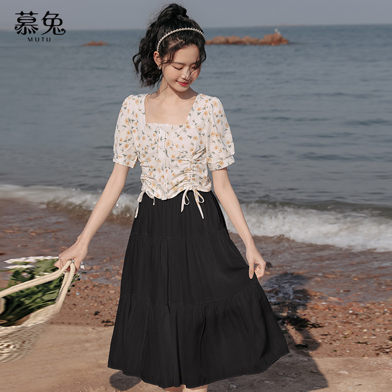 Mu Xiaozi Cao Cấp Váy Trắng Cổ Tích Váy Mùa Hè 2026 Phong Cách Mới Giữa Chiều Dài Váy Chữ a Váy Retro Dù Váy