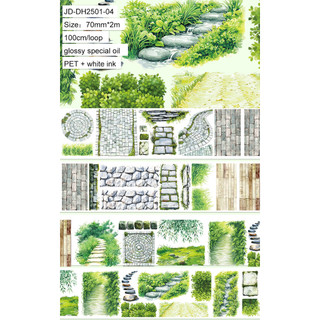 JIANWU 70mm * 200cm Vintage Đá Xanh Gạch Vật Liệu Cảnh Quan Cắt Dán Sổ Lưu Niệm PET Băng Sáng Tạo DIY Tạp Chí Văn Phòng Phẩm