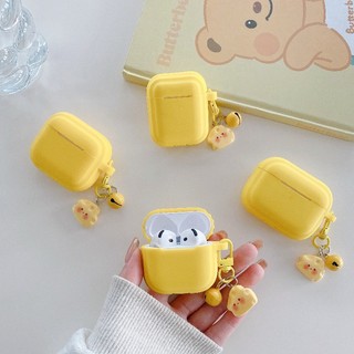 Mặt dây chuyền chuông phô mai màu vàng + cho AirPods 1 / 2 3 Pro Pro2 pro3 Airpods4 Vỏ bảo vệ tai nghe Bluetooth Vỏ bảo vệ tai nghe AirPods