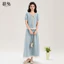 Mutu Bộ Đồ Hai Mảnh Phong Cách Hồng Kông Retro, Denim Short Sleeve with Ren Collar và Eo Cao Chữ A - Perfect cho Mùa Hè
