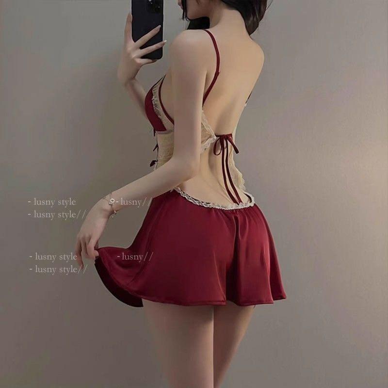 Shop Fat mm Bộ Đồ Ngủ Gợi Cảm Nữ Ice Silk Mỏng Vú Nhỏ Cảm Xúc Quần Lót Size Lớn Ren Sling Váy Ngủ
