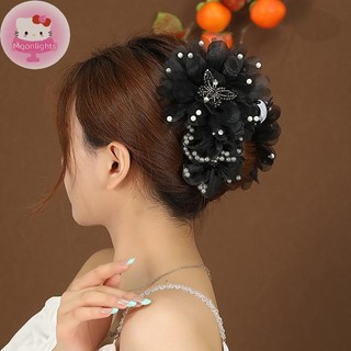 Moonlights Nữ Lưới Hoa Ngọc Trai Cua Tóc Vuốt Nữ Cô Gái Tính Khí Thời Trang Mũ EN