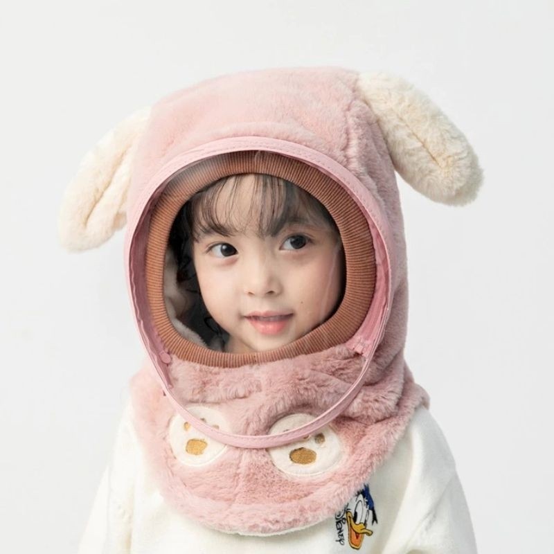 Mũ Len Lông Cừu Trùm Đầu  Kèm Kính  Chắn Gió  Bụi