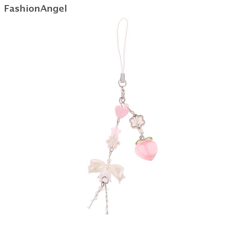 FashionAngel Bowknot Dây Xích Điện Thoại Trái Tim Mặt Dây Chuyền Tai Nghe Dây Chống Mất Dây Đeo Túi Trang Trí VN