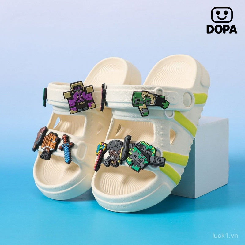 Hoạt Hình Minecraft Dép Trẻ Em Mùa Hè Phong Cách Mới Giày Sandal Bé Trai Dép Chống Trơn Trượt Đế Mềm Cha Mẹ-Con Giày Lật Ngoài Trời