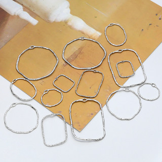 Hợp Kim Trắng K Hình Học Không Đều Tròn Xếp Ly Rỗng Khung diy Handmade Bông Tai Vòng Cổ Mặt Dây Chuyền Chất Liệu Phụ Kiện