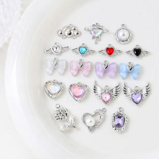 Ngọt Ngào Phong Cách Thoáng Mát Nơ Hợp Kim Zircon Mặt Dây Chuyền DIY Handmade Trang Sức Vòng Cổ Bông Tai Phụ Kiện Chất Liệu