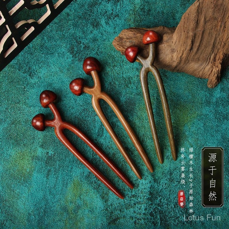 Handmade Gỗ Đàn Hương Trâm cài tóc Hình Chữ u Nấm Kẹp Tóc Phong Cách Trung Hoa Mới Cao Cấp Cảm Giác Thu Đông Phong Cách Cổ xưa Kẹp Tóc Phong Cách Trung Hoa