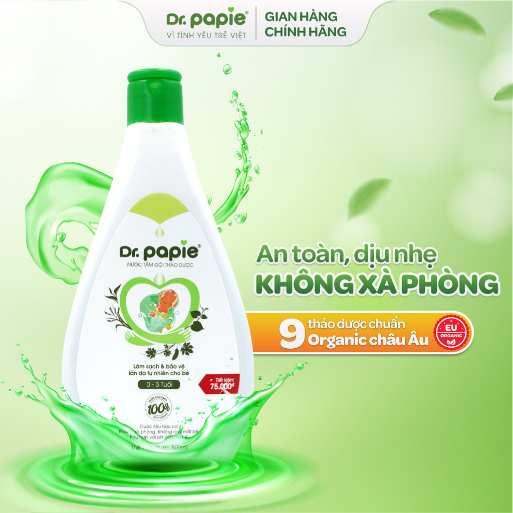 Mô tả Combo 2 Nước Tắm Thảo Dược Dr Papie Giúp Giảm Mẩn Ngứa Và Rôm Sảy, Hỗ Trợ Làm Sạch, Mát Da Bé - Chai 500ml - 4