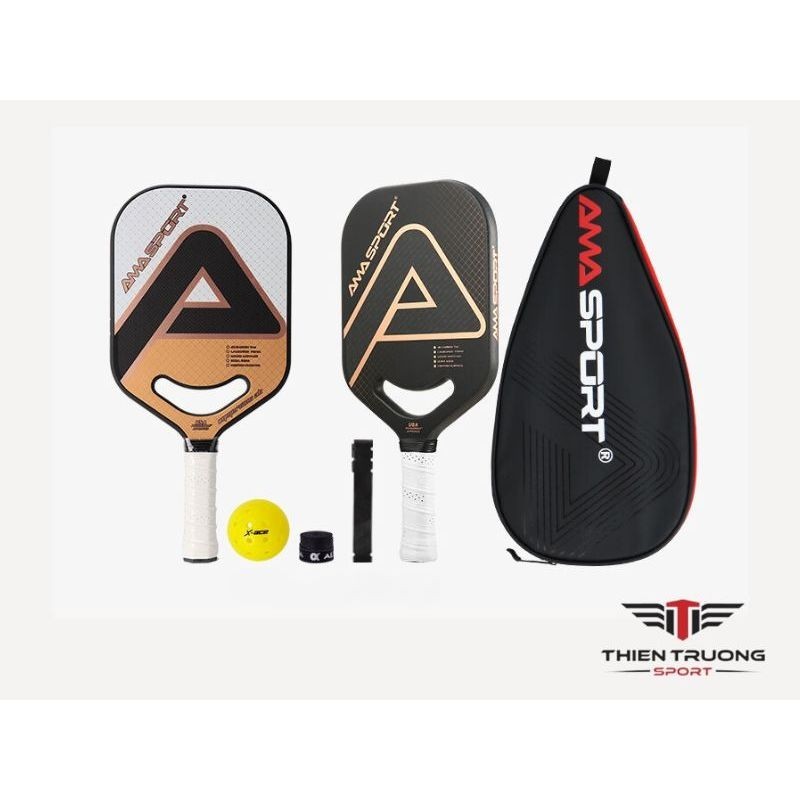 Vợt Pickleball Ama sport PP002 Cao Cấp Mẫu Vợt Picklelall Mới Nhất Carbon 3K Dày 19.6mm +Kèm Túi Đựng Da+ 2 Bóng Hãng