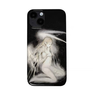 Ốp Điện Thoại Thích Hợp Cho iPhone Dark Retro Angel 13 / 14 / 15Pro Ốp Điện Thoại 11 Cạnh Thẳng xr 12 Vỏ Mềm Chống Sốc xs / xr / 78P Vỏ Bảo Vệ L1DW