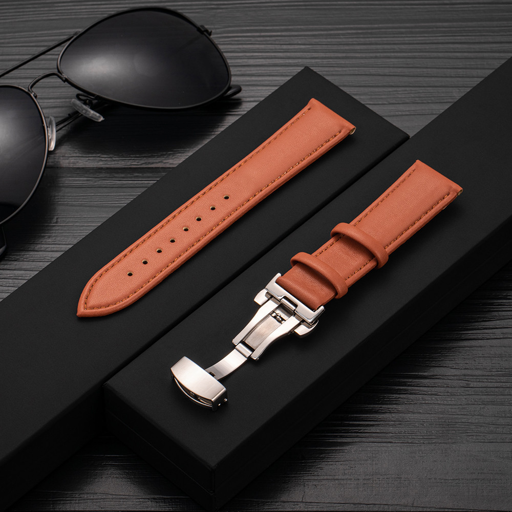 Dây đeo đồng hồ bằng da 20mm 22mm cho Samsung Galaxy Watch 4 5 6 40mm / 44mm / Active 2 Dây đeo cổ tay thay thế cho Huawei Watch GT 3 Pro 43mm cho Amazfit GTS 2 / 3 / 4