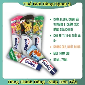 Kem đánh răng và Bàn chải Signal Đức kem đánh răng trẻ em cho bé từ 0-6 tuổi và 6+ nuốt được