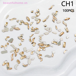 [Beautifulhome] 50 / 100 Chiếc Móng Tay Nghệ Thuật Kim Cương Giả Thủy Tinh Pha Lê Flatback Hình Hỗn Hợp Lấp Lánh DIY Phụ Kiện Làm Móng Tay [Làm Đẹp]