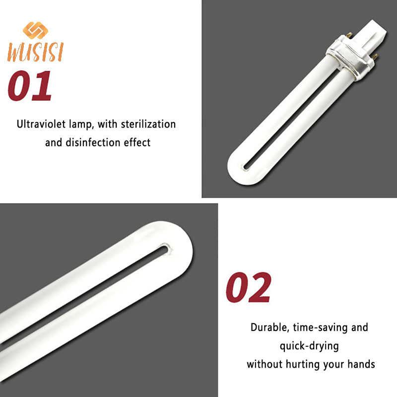 [Wusisi] Ống bóng đèn UV hình chữ U 9W / 12W cho máy Gel LED Máy sấy đèn bảo dưỡng nghệ thuật móng tay MỚI
