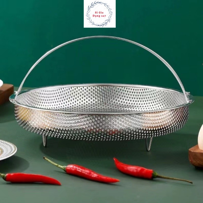 Rổ Hấp Bằng Thép Không Gỉ Đa Chức Năng Có Tay Cầm Cho Nhà Bếp 20cm (H60)