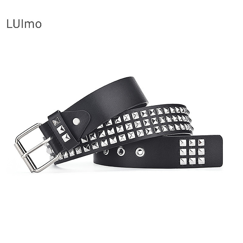 Luimo Hợp Thời Trang Hạt Vuông Đinh Tán Đai Kim Loại Kim Tự Tháp Dây Thắt Lưng Dành Cho Nam Nữ Punk Quần Jean Thắt Lưng Gothic Phong Cách Tối Cá Tính Unisex Thắt Lưng SBS