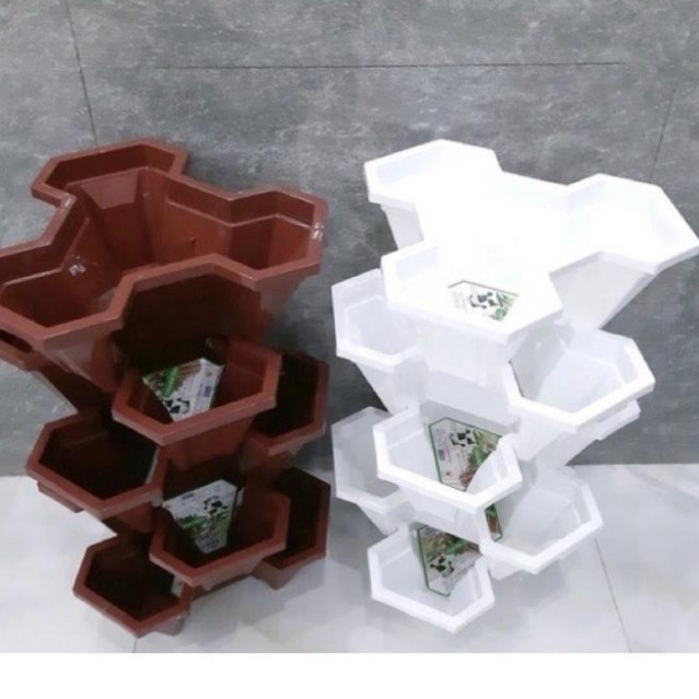 Chậu nhựa trồng cây xếp tầng, trồng hoa, rau củ tiết kiệm diện tích- Chậu tam giác trắng 2232