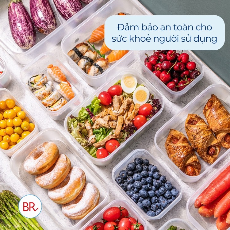 Bộ hộp thực phẩm chữ nhật Hokori (MS:6533) Việt Nhật, Hộp bảo quản thức ăn, đồ đông lạnh an toàn tiện lợi -br 02074