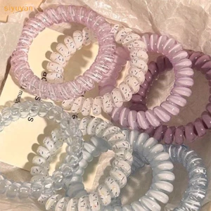 Siyuyan 4 Dây Buộc Tóc Xoắn Ốc Nữ Dây Điện Thoại Dây Tóc Co Giãn Đầu Dây Cao Su Scrunchies Mũ Phụ Kiện Tóc VN